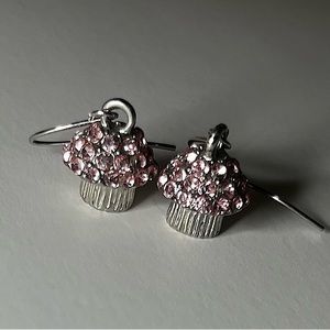 Silver Tinted Cupcake Earring Set